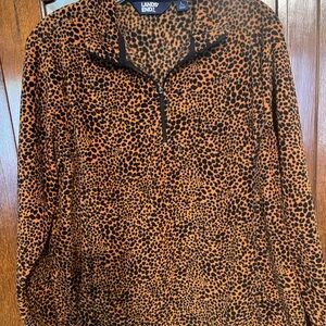 Lands' End Leopard Print Fleece Pullover -